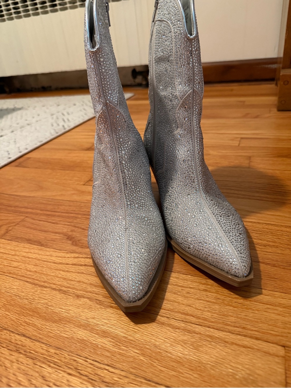 Target Silver Rhinestone Pointed-Toe Western Booties